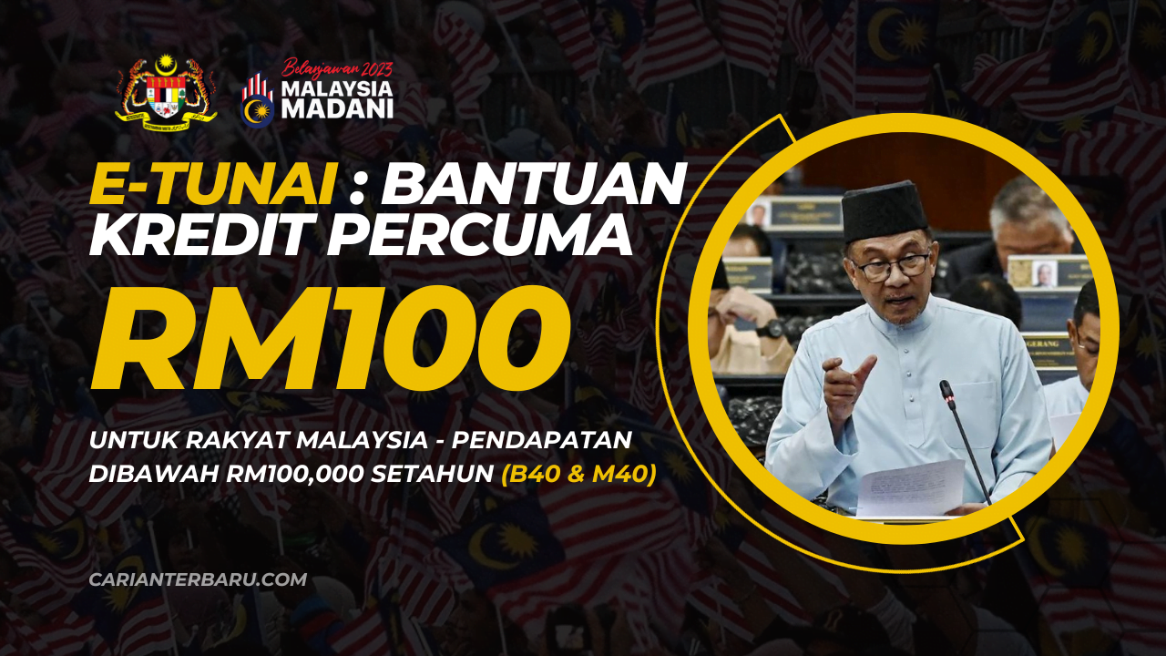 E Tunai Bantuan Kredit RM100 Percuma Untuk Kategori Dewasa