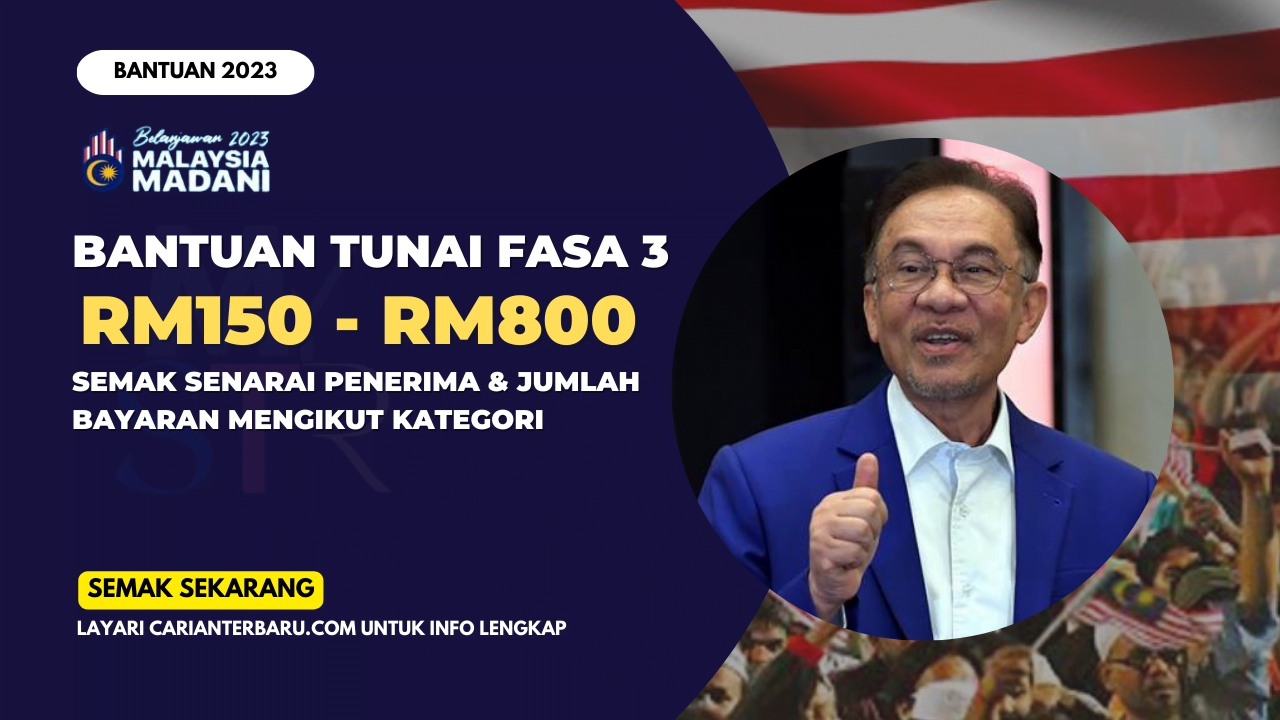 Bantuan Tunai Fasa 3 : Senarai Penerima & Jadual Bayaran