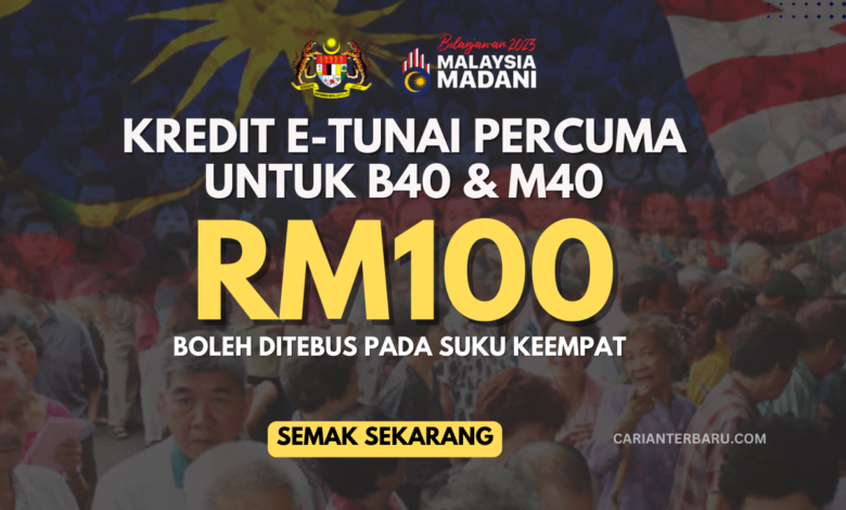 Kredit E-Tunai RM100 : Bantuan Boleh Ditebus Pada Suku Ke 4