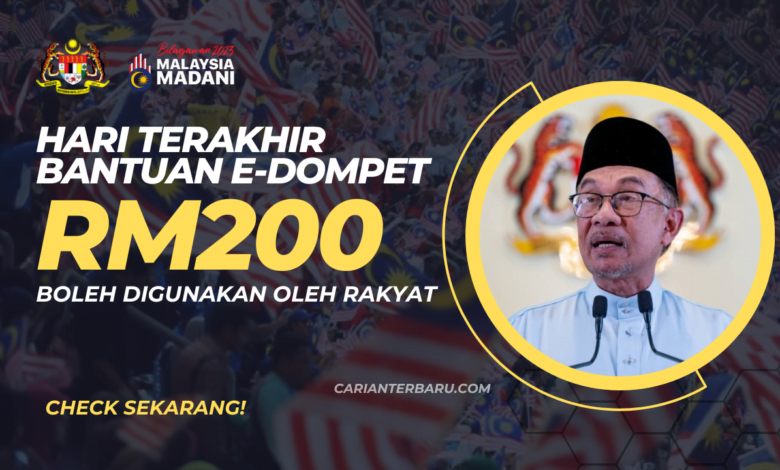 Hari Terakhir Kredit E-Dompet RM200 Boleh Dibelanjakan