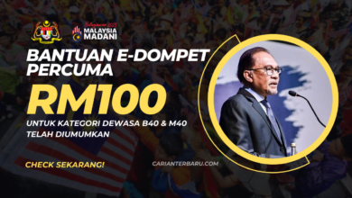 E-Dompet : Bantuan Istimewa E-Tunai RM100 Untuk M40 & B40