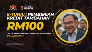 E-Tunai : Pemberian Tambahan RM100 Untuk Kategori Dewasa