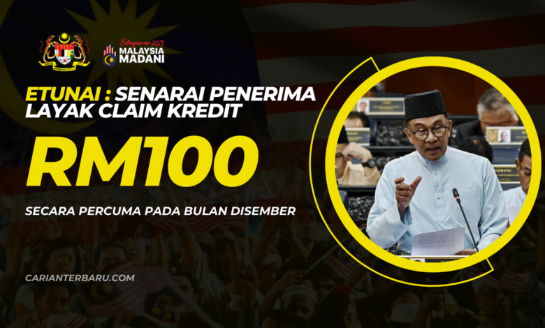 eTunai : Senarai Penerima Layak Claim Kredit RM100 Disember Ini