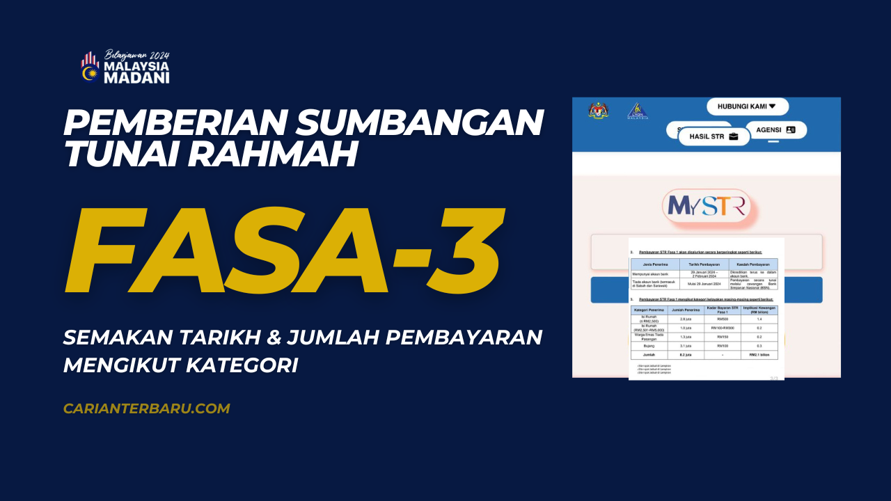 Pemberian STR Fasa-3 : Tarikh & Jumlah Bayaran Bantuan Tunai