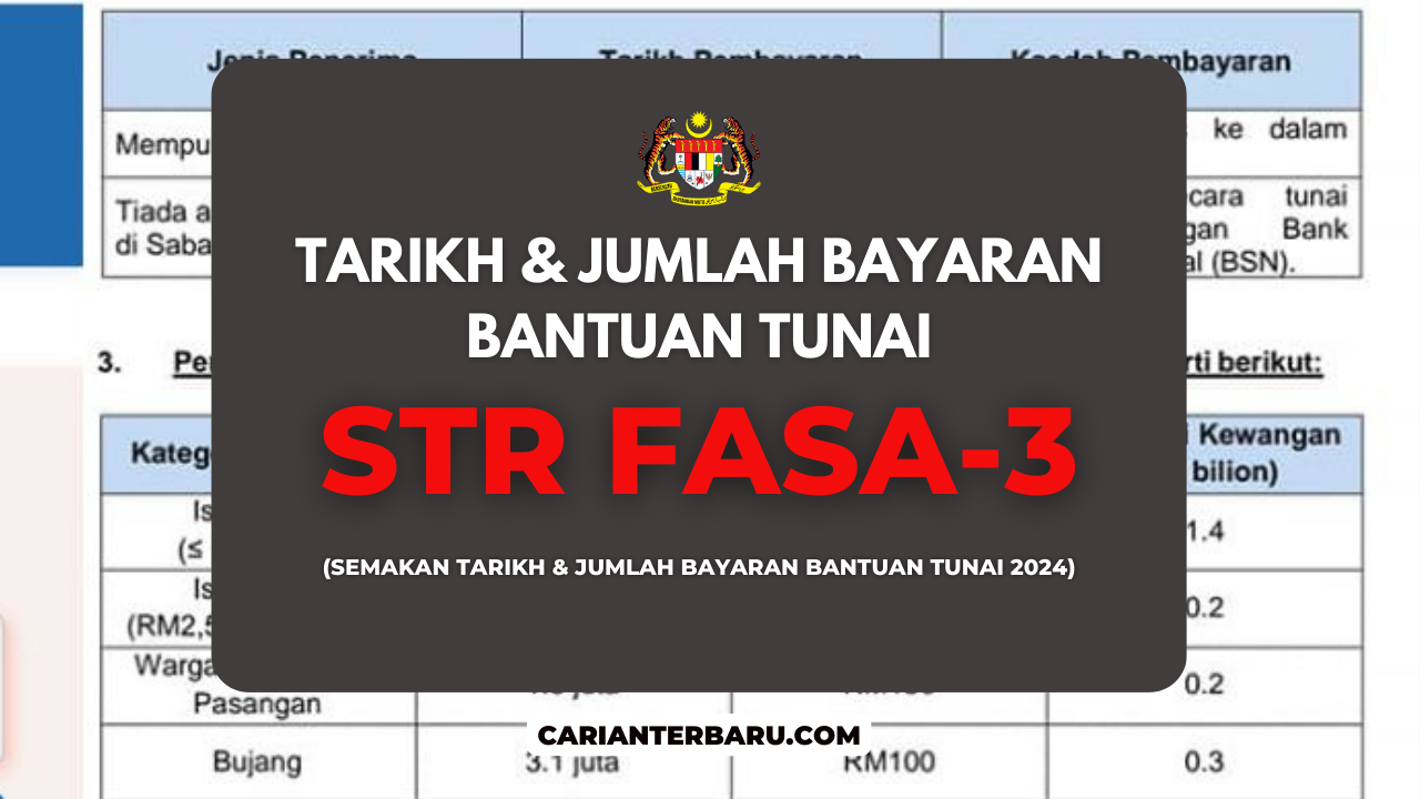 Bayaran STR Fasa-3 ~ Jadual & Kadar Pemberian Bantuan Tunai