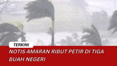 Notis Amaran Ribut Petir di 3 Buah Negeri