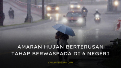 Amaran Hujan Berterusan Tahap Berwaspada Di 6 Negeri