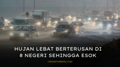 Amaran Hujan Lebat Berterusan Di 8 Negeri Sehingga Esok