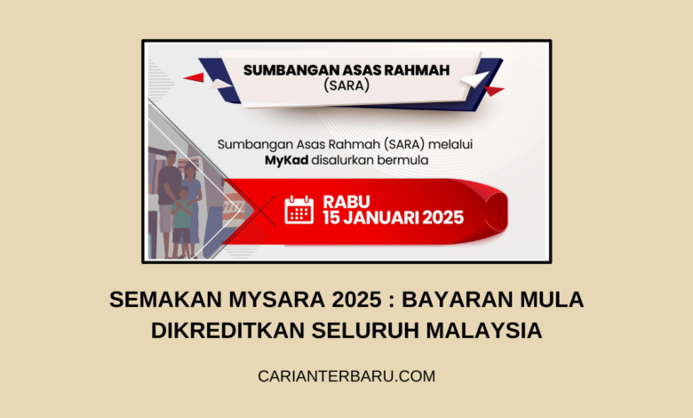 Semakan MySARA 2025 : Bantuan Dikreditkan 15 Januari