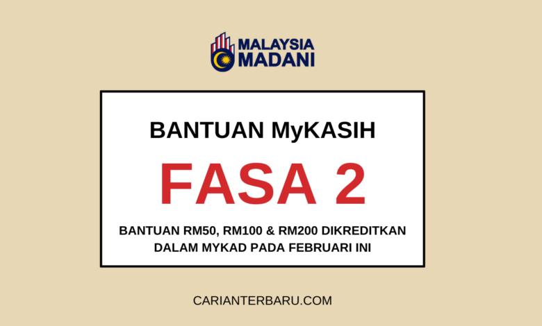 Bantuan MyKasih Fasa Kedua Dikreditkan Februari Ini