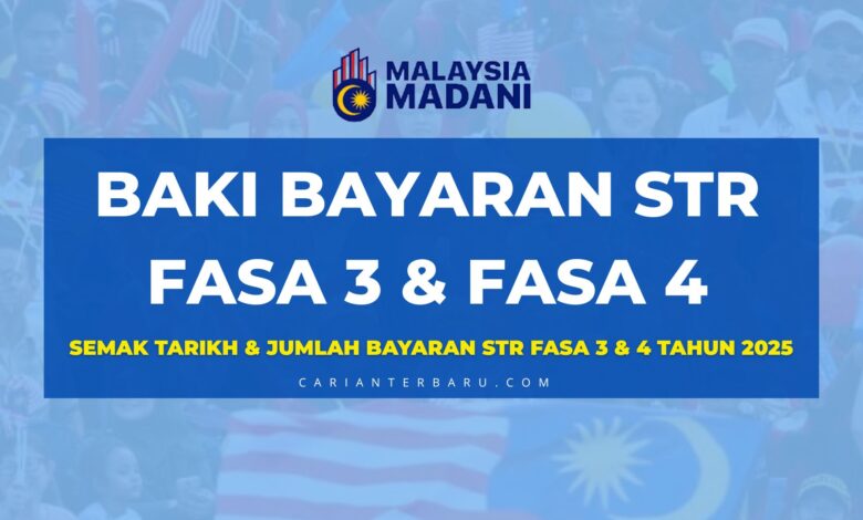Baki Bayaran Bantuan STR Fasa 3 & Fasa 4 Bila Dikreditkan?