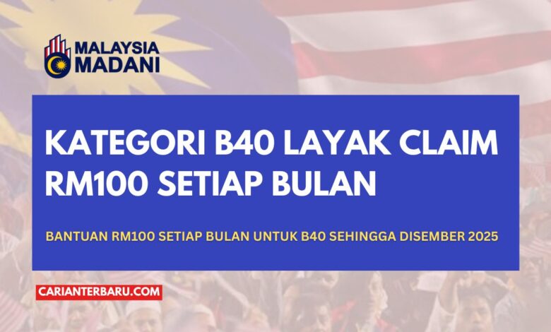 Bantuan RM100 untuk B40 Setiap Bulan Sehingga Disember