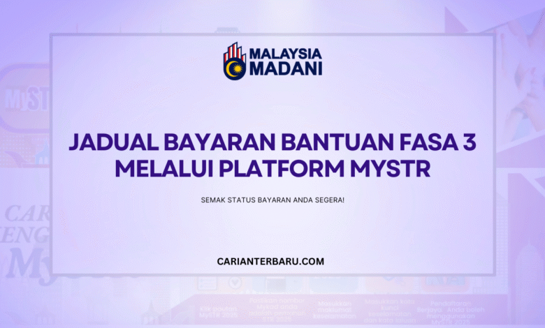 Jadual Bayaran Bantuan Tunai Fasa 3 : Rujuk Di Platform MySTR