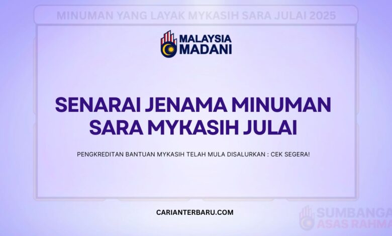 Senarai Jenama Minuman Bantuan SARA MyKasih Julai 2025