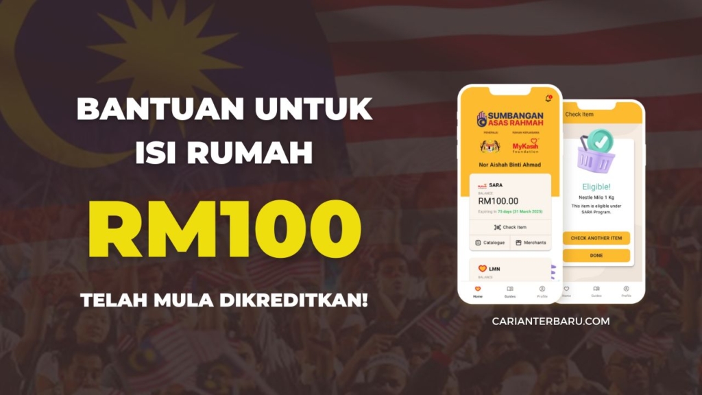 Bantuan RM100 Isi Rumah Telah Dikreditkan Ogos Ini